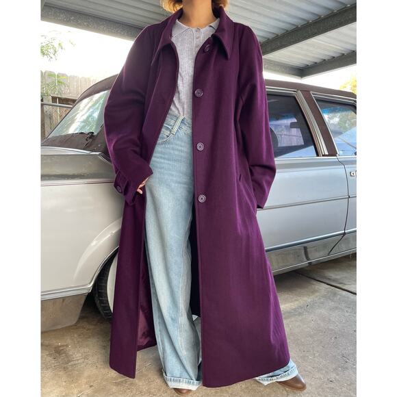 š„Chelsea Studio Wool Blend Burgundy Old Money Timeless Minimalist Overcoat 3X - Picture 1 of 14